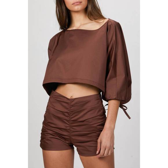 NEW ZEYNEP ARCAY oversized crop top in brown - Picture 4 of 5